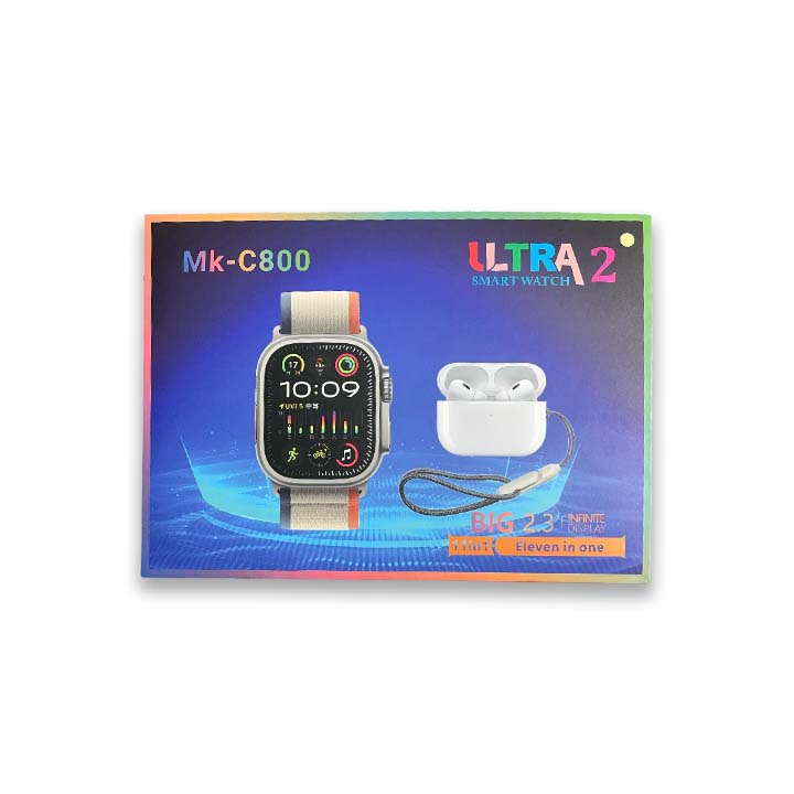 MK-C800 Ultra2 Smart Watch with Earbuds + 7 Straps