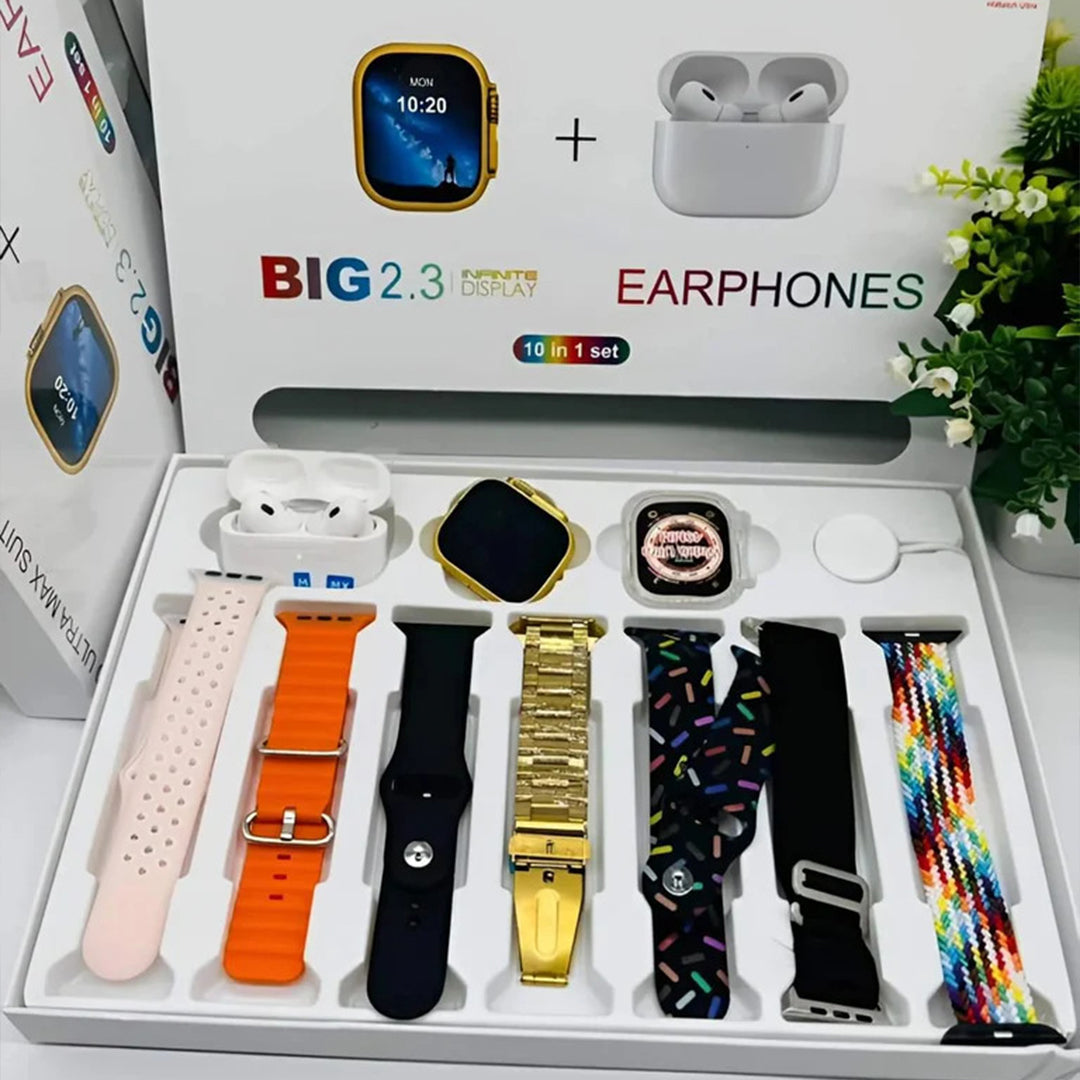 I20 Ultra Smart Watch with Earbuds and 7 Straps